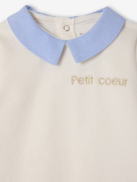 Pack of 2 Velour Sleepsuits for Newborns, ENVIE DE FRAISE ecru 