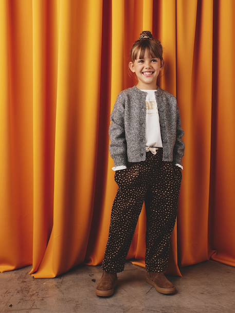 Loose-Fit Corduroy Trousers for Girls bordeaux red+chocolate+old rose 