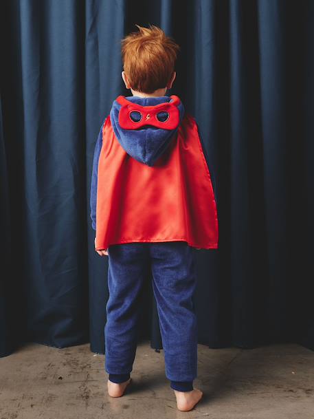 Superhero sleepsuit pyjamas: detachable cape + mask royal blue 
