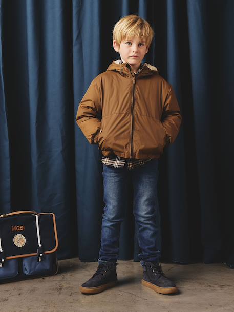 Windcheater with Sherpa-Lined Hood for Boys caramel+khaki+navy blue+olive 