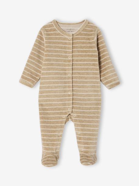 Pack of 2 Velour Sleepsuits for Newborns, ENVIE DE FRAISE ecru 