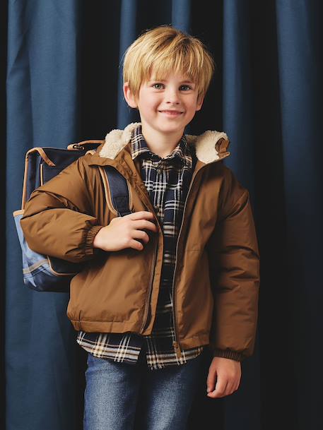 Windcheater with Sherpa-Lined Hood for Boys caramel+khaki+navy blue+olive 