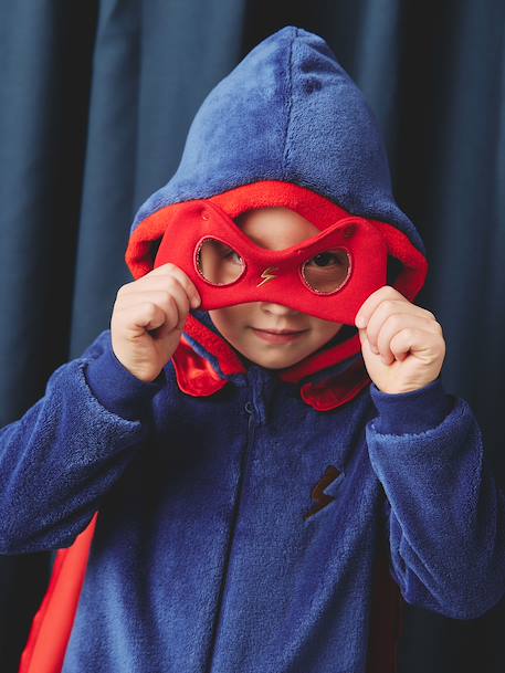 Superhero sleepsuit pyjamas: detachable cape + mask royal blue 