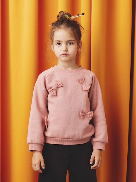 Sweatshirt with raised bow details for girls blush 