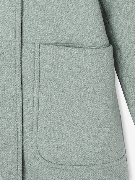 Hooded Duffel Coat with Toggles, in Woollen Fabric, for Girls blush+camel+grey green 