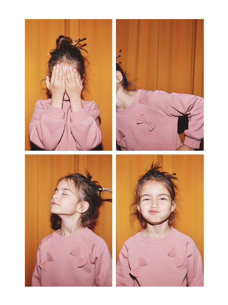 Sweatshirt with raised bow details for girls blush 