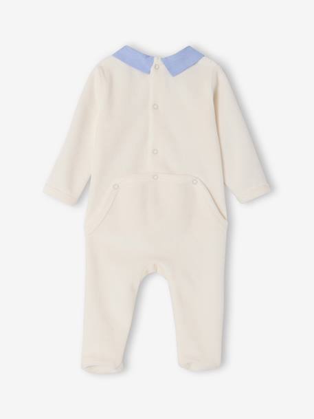 Pack of 2 Velour Sleepsuits for Newborns, ENVIE DE FRAISE ecru 
