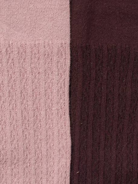 Pack of 2 Pairs of Cable Knit Tights for Girls mauve 