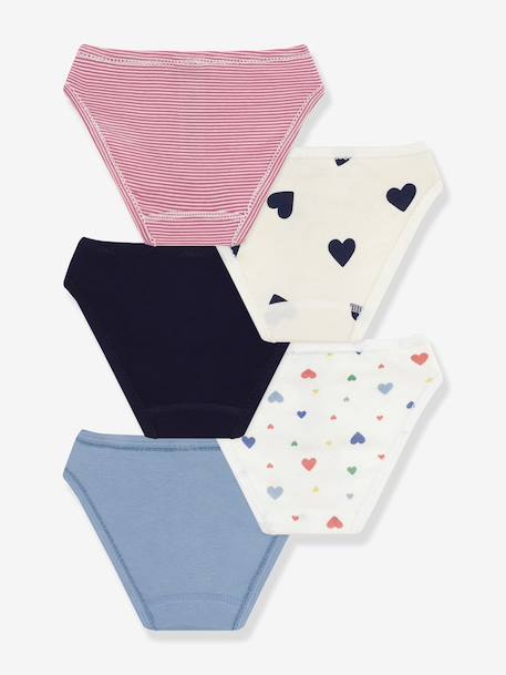 Pack of 2 Heart Print Cotton Briefs for Girls, PETIT BATEAU multicoloured 