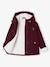 Woollen Coat with Hood & Sherpa Lining for Girls BEIGE MEDIUM SOLID WITH DECOR+bordeaux red+GREEN DARK SOLID WITH DESIGN 
