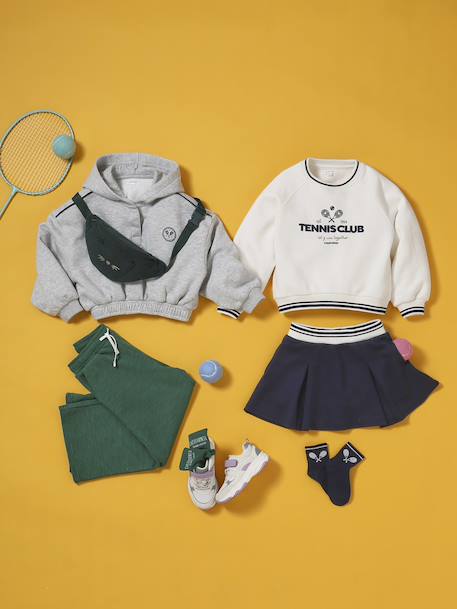 Cropped Sports Sweatshirt with Hood, for Girls marl grey 