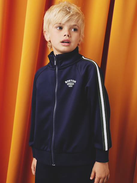 Boys' long-sleeved sweatshirt with high neck navy blue 