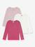 Pack of 3 PETIT BATEAU long-sleeved cotton T-shirts for girls rose 