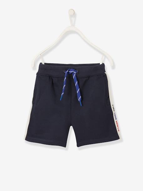 Sports Bermuda Shorts, Side Stripe, for Boys BLUE DARK SOLID WITH DESIGN 