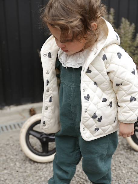 Corduroy Dungarees with Ruffles for Babies green+PURPLE DARK SOLID 