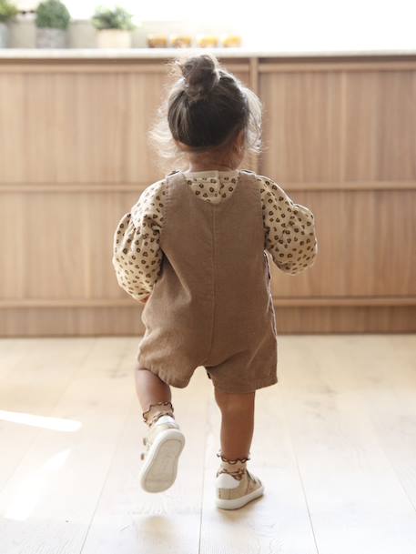 Short Corduroy Dungarees for Babies pecan nut 