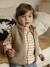 Sherpa sleeveless cardigan for babies ecru+taupe 