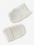 Set of beanie, mittens and slippers in organic cotton and its customisable pouch ecru+marl beige+rose 