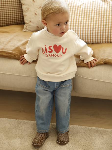 Sweatshirt and wide-leg jeans set for babies vanilla 