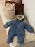 Denim Pramsuit with All-Over Print, for Newborns stone 