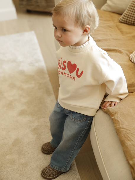 Sweatshirt and wide-leg jeans set for babies vanilla 