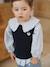 Sleeveless jumper for babies ecru+navy blue+rosy 