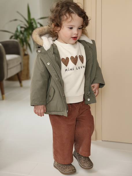 Parka + lightweight jacket 3-in-1 for babies old rose+olive 