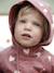 Fleece-lined baby's hooded printed rainsuit old rose+vanilla 