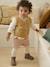 Buttoned sleeveless baby cardigan ochre 