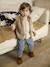 Gingham velvet baby shirt caramel 