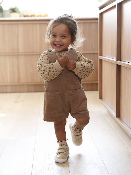 Short Corduroy Dungarees for Babies pecan nut 