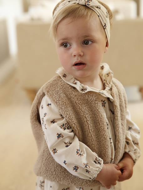 Baby dress + cardigan + band for head accessories for hair set old rose+vanilla 