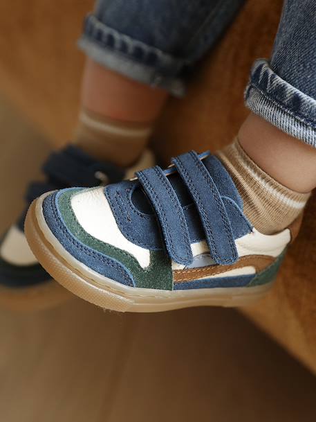 Trainers with Leather Hook-&-Loop Straps for Babies set blue 