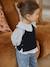 Sleeveless jumper for babies ecru+navy blue+rosy 