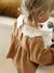 T-shirt for babies in crinkled jersey with crochet collar caramel 