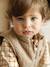 Sherpa sleeveless cardigan for babies ecru+taupe 