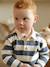 Striped long-sleeved baby polo shirt cocoa+grey blue 