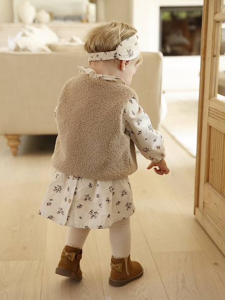 Baby dress + cardigan + band for head accessories for hair set old rose+vanilla 
