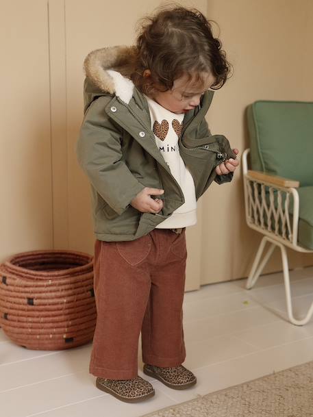 Parka + lightweight jacket 3-in-1 for babies old rose+olive 