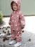 Fleece-lined baby's hooded printed rainsuit old rose+vanilla 
