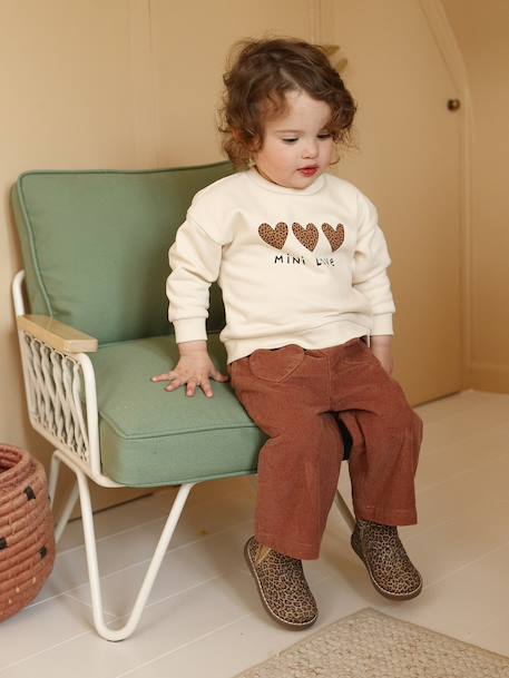 Corduroy Trousers with 'Leopard' Tie Belt for Babies terracotta 