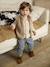 Sherpa sleeveless cardigan for babies ecru+taupe 