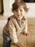 Sherpa sleeveless cardigan for babies ecru+taupe 