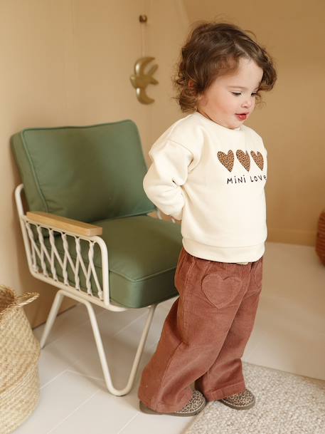 Corduroy Trousers with 'Leopard' Tie Belt for Babies terracotta 
