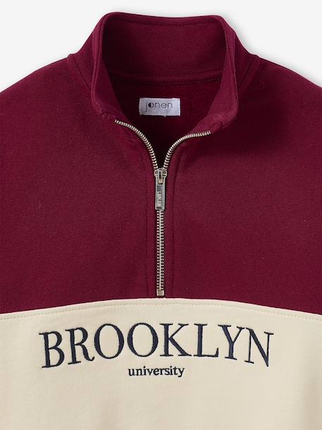 Colourblock High Neck Sweatshirt with Embroidered Letters, JONEN ecru 