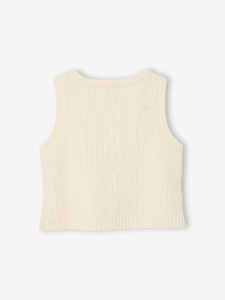 Sleeveless jumper for babies ecru+navy blue+rosy 