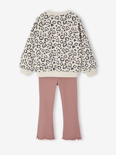 Printed Sweatshirt & Flared Leggings Set for Girls dusky pink 