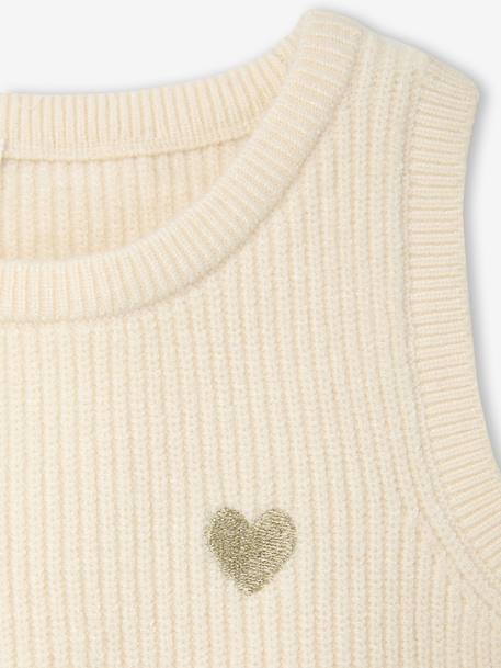 Sleeveless jumper for babies ecru+navy blue+rosy 