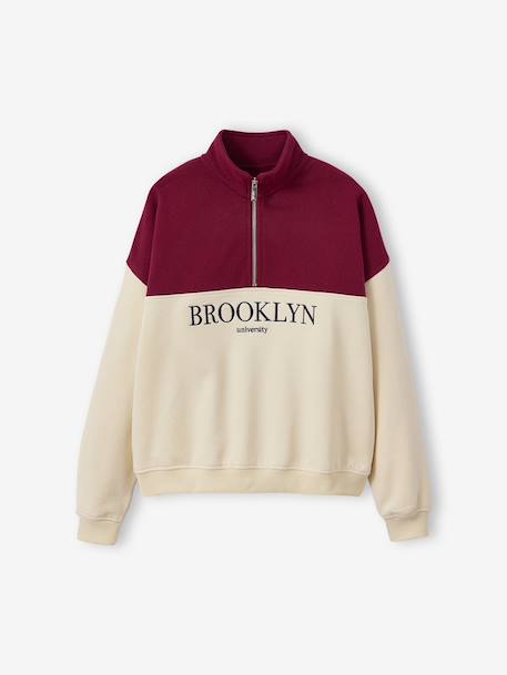 Colourblock High Neck Sweatshirt with Embroidered Letters, JONEN ecru 