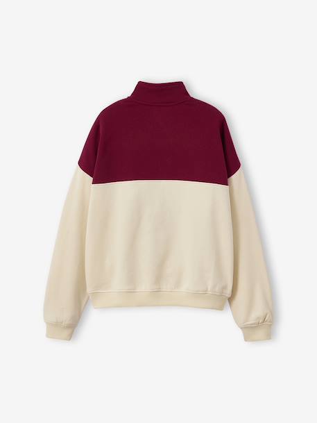 Colourblock High Neck Sweatshirt with Embroidered Letters, JONEN ecru 